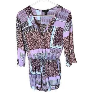 Jessica Simpson shortall jumpsuit SZ small purple pink patchwork ruffle 1pc